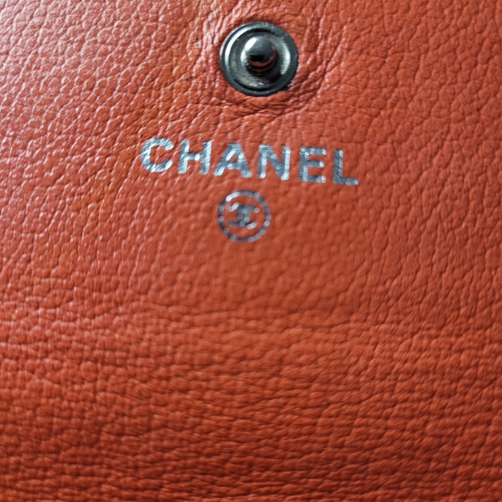 Chanel Lambskin Camelia Flower Long Orange Wallet - Picture 4 of 4
